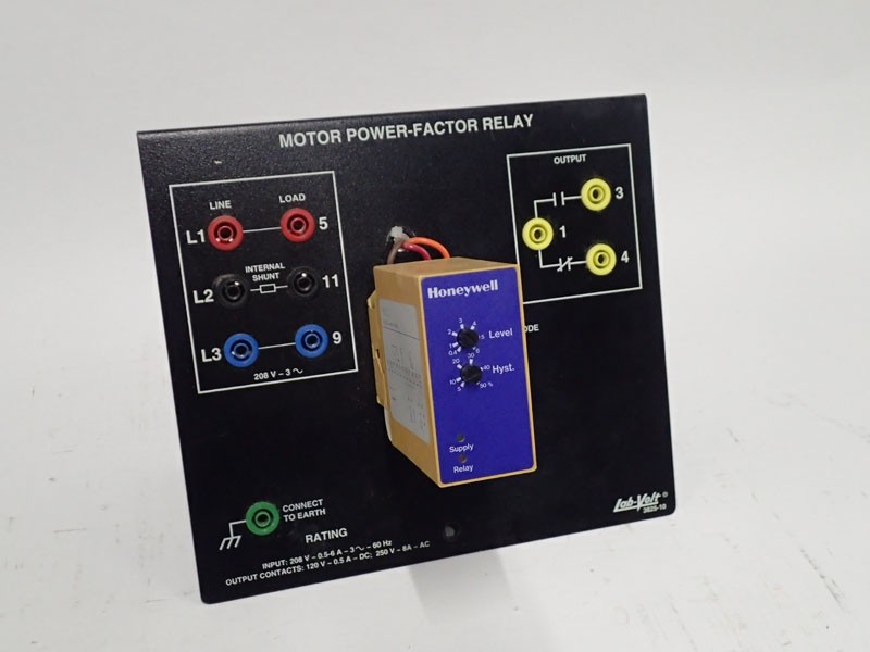 Lab-Volt 3825-10 Motor Power-Factor Relay In 208Vac 0.5-6A Output Contacs 120Vdc 0.5A 250Vac 8A Tested