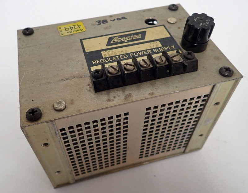 Acopian B36GT50 Power Supply, Linear Regulated Enclosed Frame 36 V, 0.5 Amp, Input 50-400Hz            