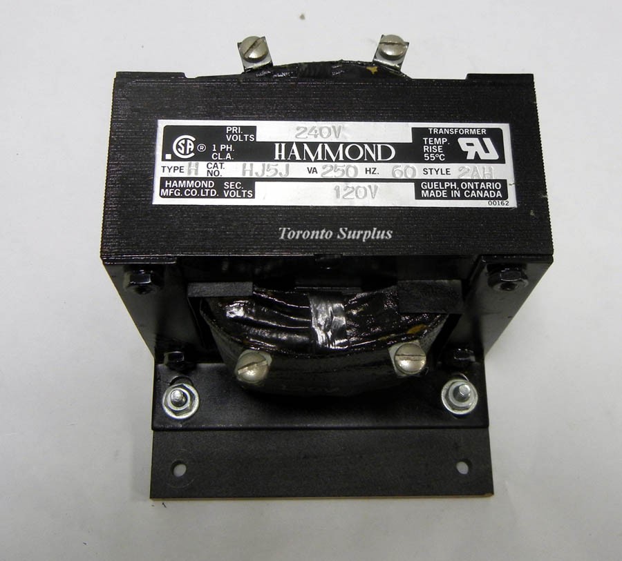Pri.240V,  Sec.120  Hammond HJ5J Control Transformer Pri.240 V,  Sec.120, 250 VA, 1 ph, 60 Hz, Type H, Brand New