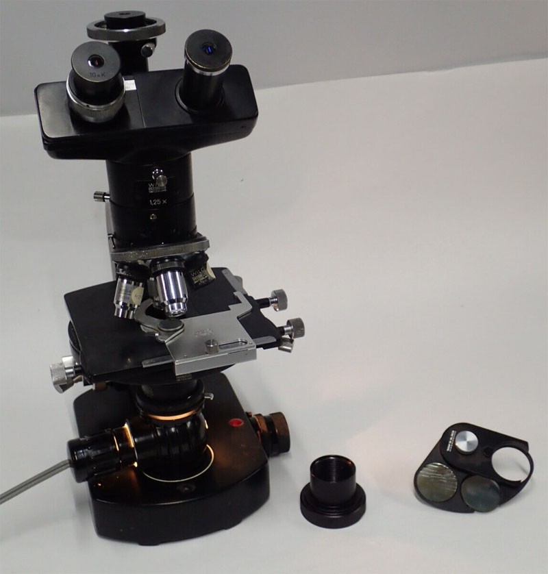 Wild Heerbrugg M20 Trinocular Microscope with 4x, 20x, 40x, 100x Oil Objectives 