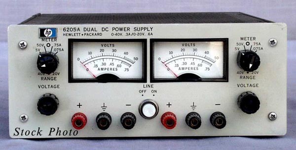 am 20V/40V, 0.6/0.3A HP 6205A / Agilent 6205A Dual Output Power Supply - Both Ranges 0-20/0-40 V, 0-0.6/0.3 Amp