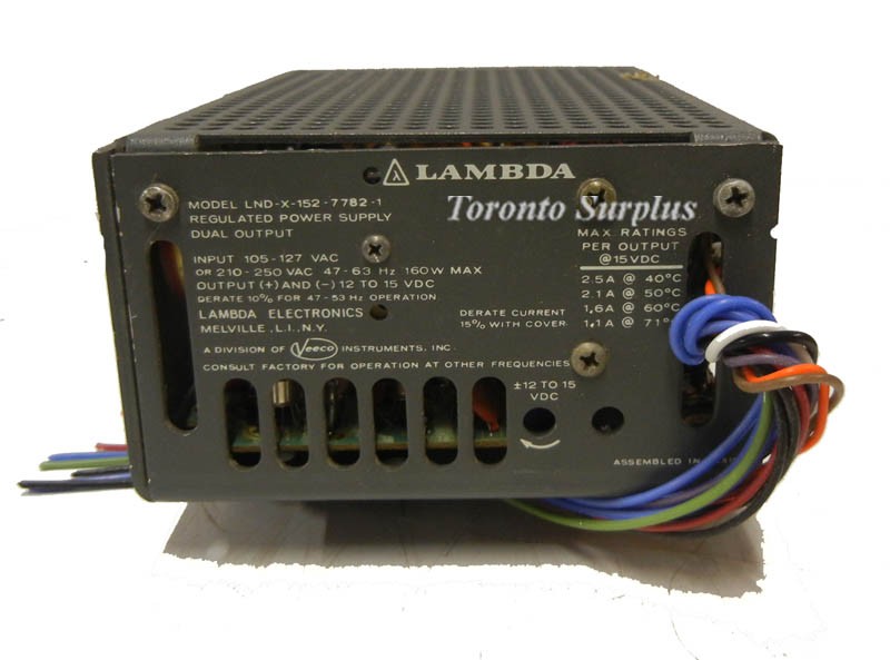 Lambda LND-X-152 7782-1 Power Supply, Regulated Dual, Adjustable 12-15 V, 2.5 A max