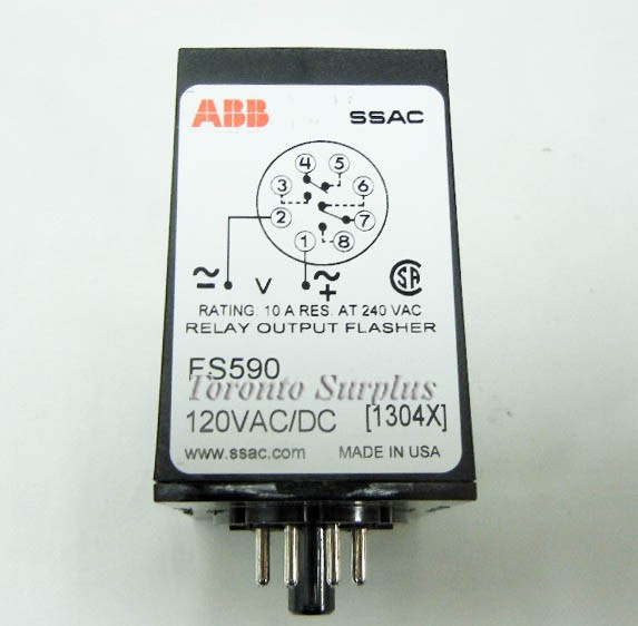 ABB / SSAC FS590 Solid State Time Delay, Flasher, Relay, 120 VAC/DC, BNIB / NOS