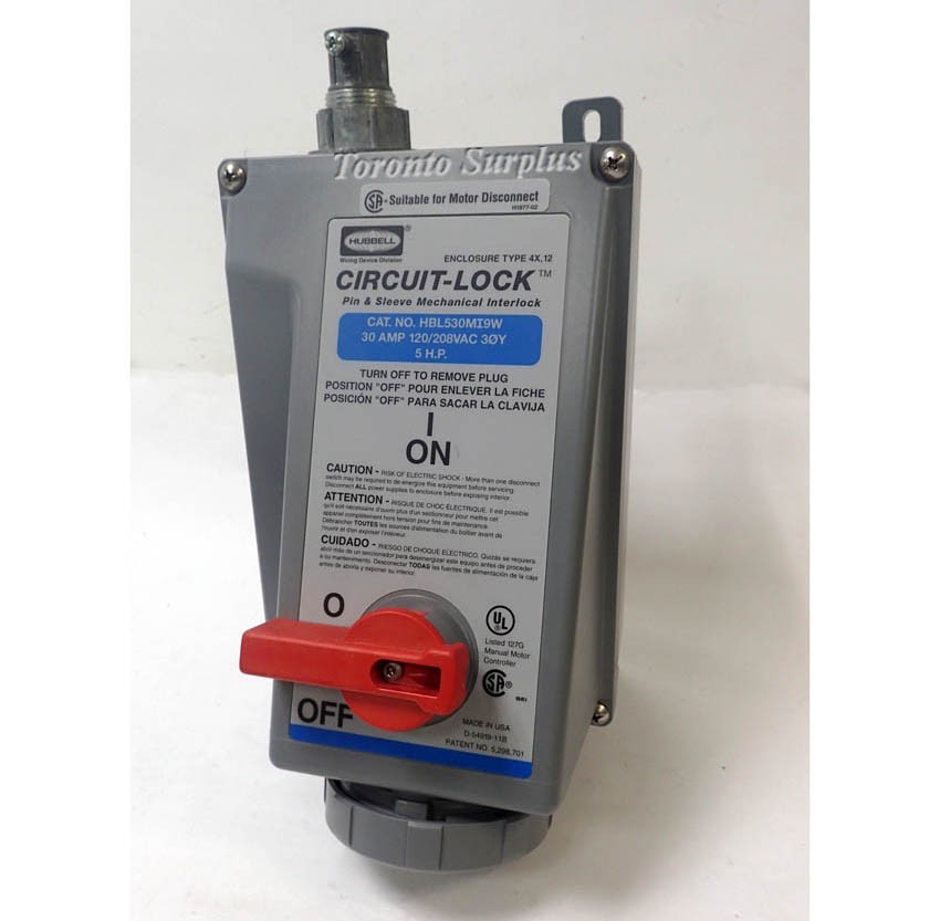 disconnect how phase 3 motor to HBL530MI9W Y 3 Hubbell 30A120/240VAC Circuit Lock, 5 Phase