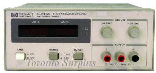 a 35V, 1.5A HP E3611A / Agilent E3611A Power Supply, 0-20VDC 0-1.5A or 0-35VDC 0-0.85A
