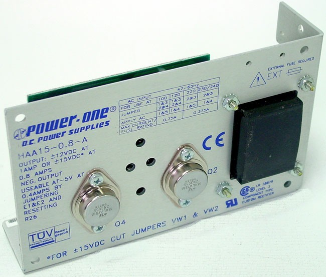 am Power-One HAA15-0.8A Power Supply, Linear Open Frame, Dual Output