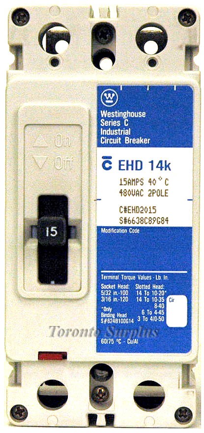Westinghouse EHD2015 Series C Industrial Circuit Breaker EHD 14k 15A 2P BNIB / NOS