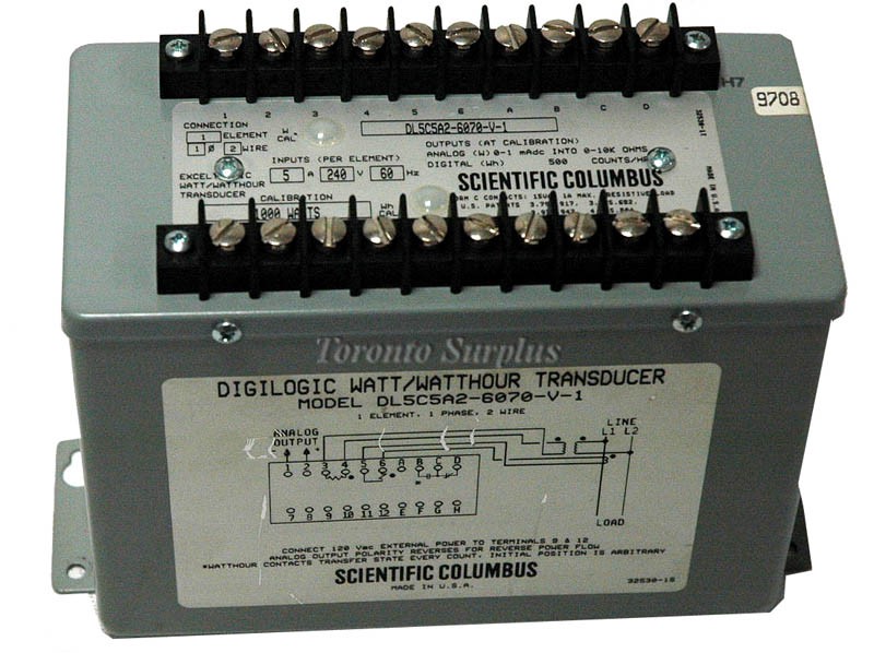 Scientific Columbus DL5C5A2-6070-V-1 / DL5C5A26070V1 Digilogic Watt / Watthour Transducer