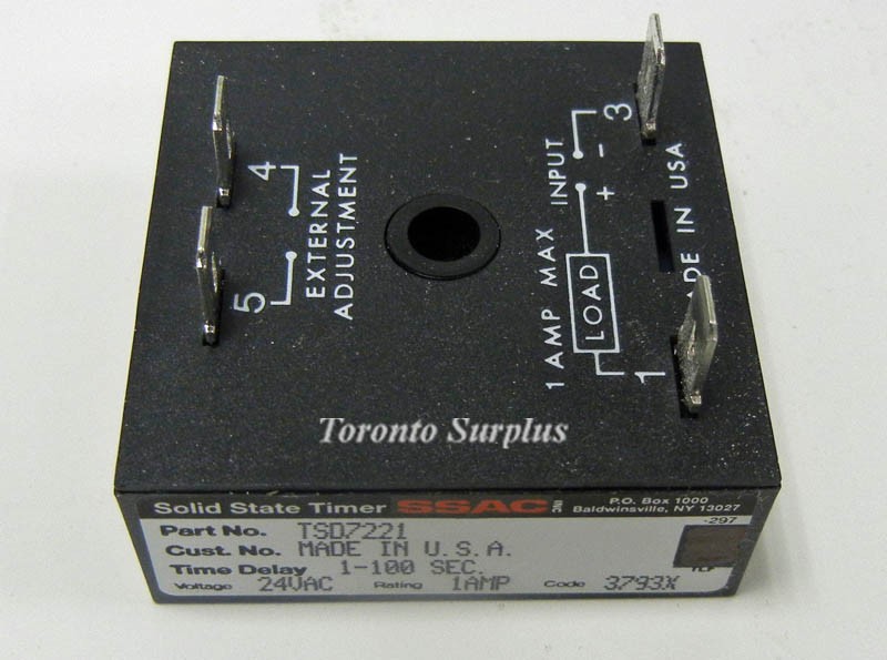 SSAC TSD7221 Solid State Timer Relay, 24 VAC
