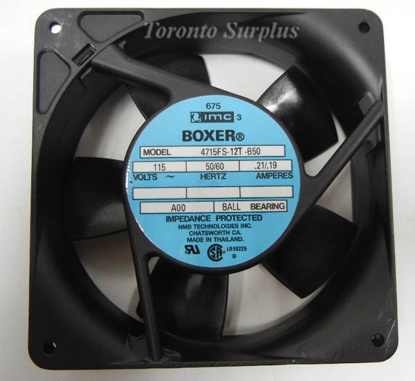 4 1/4" x 1 1/2" NMB IMC 65 Boxer 4715FS-12T-B50 Impedance Protected Axial Fan, 4715FS12T, 115 V, 19/21 A , MIL-SPEC BNIB / NOS