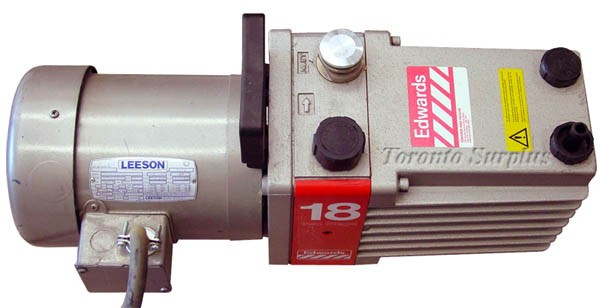 Edwards 18 E2M-18 / E2M18 Direct Drive, Sliding Vane, Single Stage Rotary Vacuum Pump with Leeson C6T17FC1B / 1-10047-00 / 11004700 Motor - 3/4HP, 1724RPM, 3PH