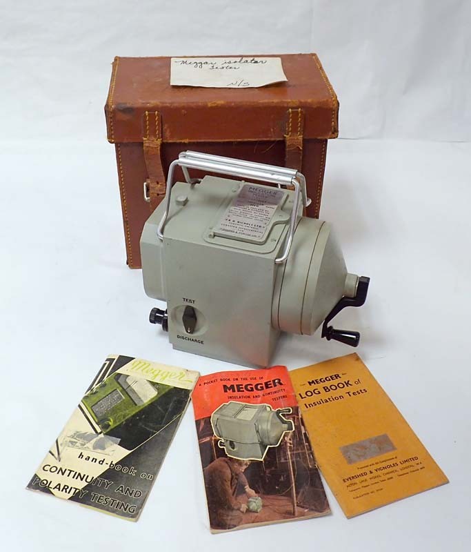 Vintage Evershed & Vignoles Megger Series 2 400 Volt with Manuals, Log Book and Case
