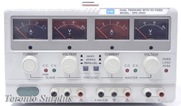 Instek GPC-3020 Laboratory DC Power Supply, Dual Adjustable Output plus 5V,  3A Fixed Output