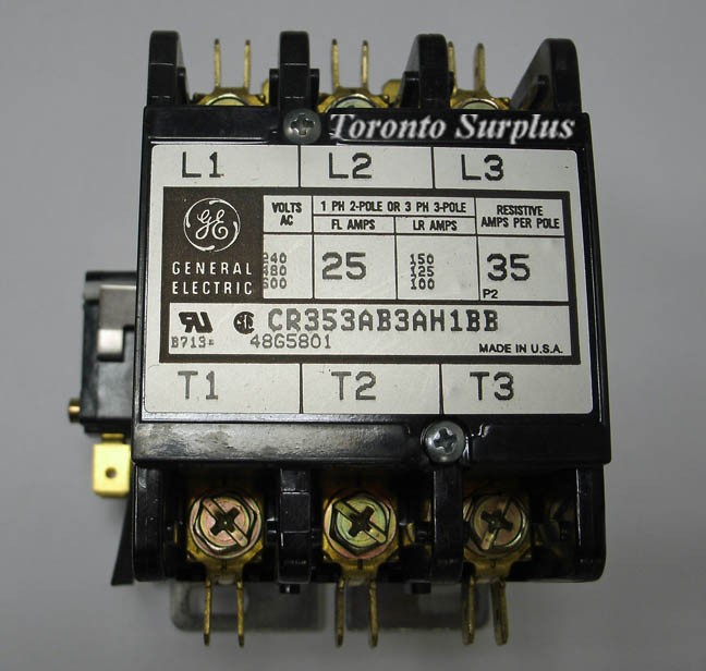 Lennox GE 48G58 / 48G5801 Contactor with Interlock, 24 VDC Coil, 3 Pole Double Break, 25 Amp BNIB / NOS