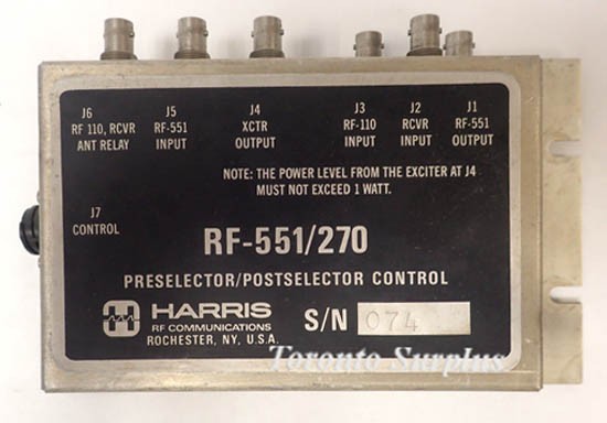 Harris RF-551/270 Preselector / Postselector Control 