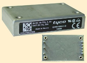 dc 48 to  1.5 / 1.8 / 3.3 / 5 VDC Tyco / Lucent QHW100 Series DC/DC Converter, Quarter Brick