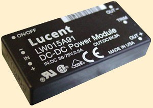 dc 48 to  5 VDC Tyco / Lucent LW015A91Series DC/DC Converter,  48 VDC to 5 VDC