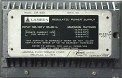 as 20V / 12A Lambda LM-E20 Regulated Power Supply, Switching Type, Enclosed Frame, 20 VDC, 12 A max (Default)
