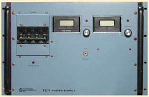 a   6V, 900A Electronic Measurements EMI TCR 6T900 Power Supply with Overvoltage Protection, 0-6 VDC, 0-900 Amp, 3 Phase