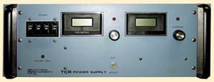 a  20V, 125A Electronic Measurements EMI TCR 20T125 Power Supply w Overvoltage Protection, 0-20 VDC, 0-125 Amp, 3 Phase