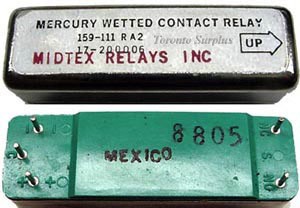 Midland Ross Mercury Wetted Contact Standard Relay, 159-111 RA2, 017-20006