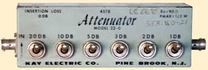 Kay Electric Model 451B Model 20-0  Manual Step Attenuator 1 dB / 2 dB / 3 dB / 5 dB / 10 dB / 20 dB