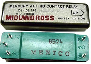 Midland Ross 12V Mercury Wetted Contact Standard Relay, 159-151 TA8, 017-20008