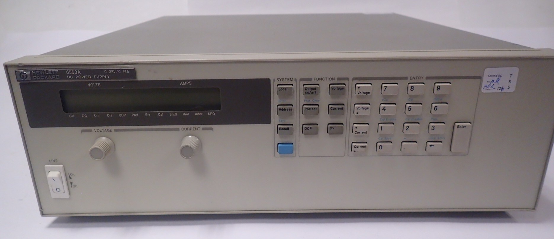 HP 6553A / Agilent 6553A DC Power Supply, 0-35 VDC, 0-15 Amp