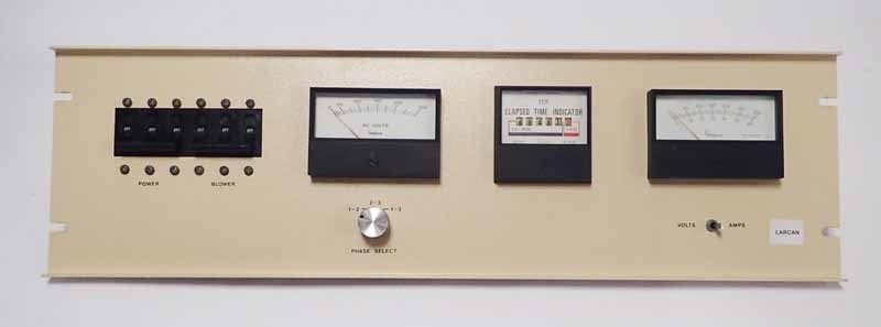 Larcan Front Panel: 40D1200G REV Prefix  AC Volt Meter/ Elapsed Time Indicator meter / DC Volt Meter