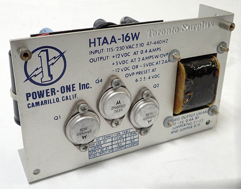 am +/- 5V 2A / 12V 0.4A / 15V 0.4A / -12V 0.4A / 15V 0.4A / -5V 0.4A Power-One HTAA-16W Power Supply, Linear Open Frame, Dual Output (Default)