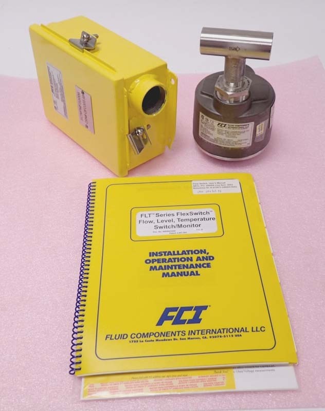 FCI International FLT93L-4B1A1AE1A08D00 Flow Switch with Inline Flexswitch and Manuals