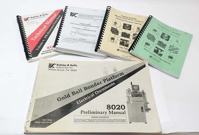 Kulicke & Soffa 8028 Bondng Machine Manuals Vol 2 Maintenance,Vol 4 IPA Illustrated Parts Book, Level 1 & Advance Training Manuals & More 