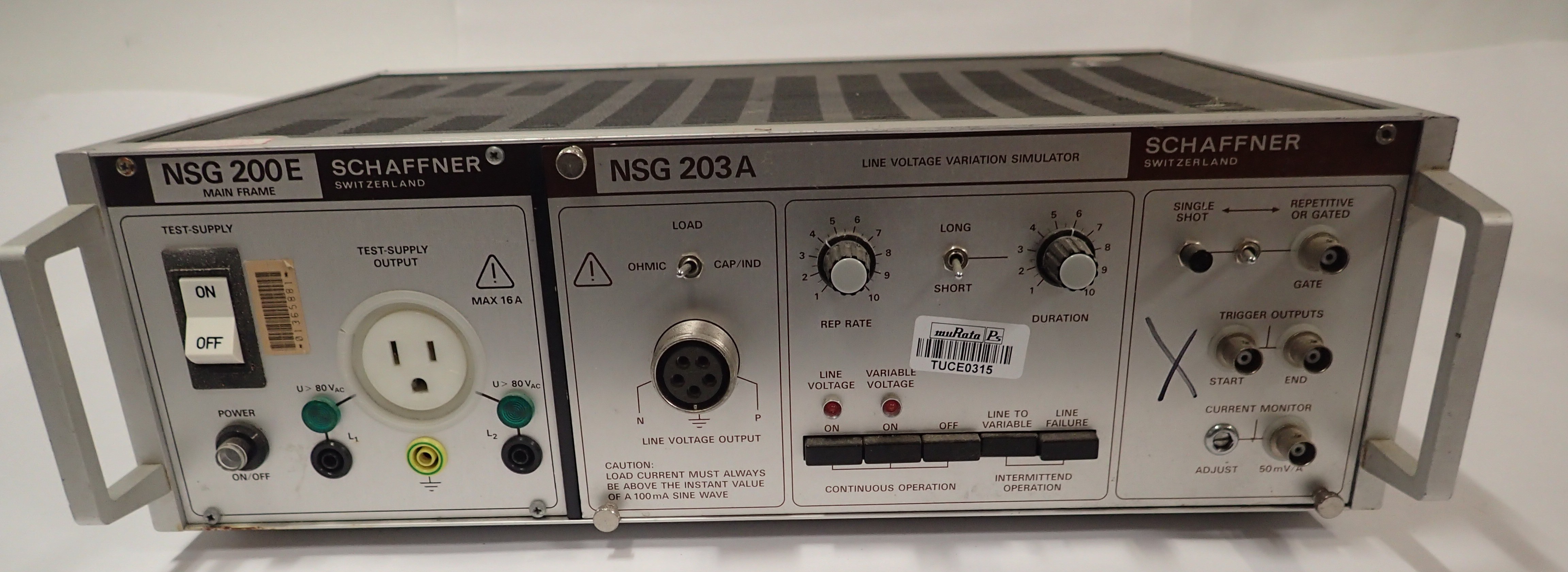 NSG Schaffner 200E Interference Simulator Main Frame with NSG 203A Line Voltage Variation Simulator