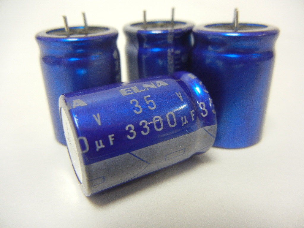 Elna 35V 3300uF RJ4 Mini, Snap-In Aluminum Electrolytic Capacitors