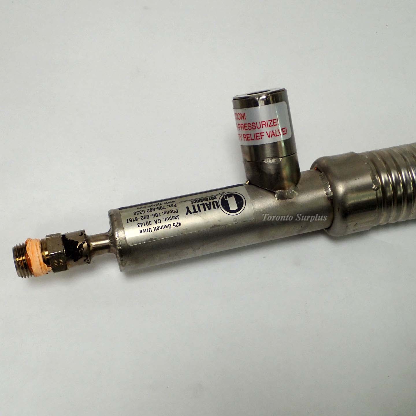 Quality Cryogenics Vacuum Jacketed Pipe VJ Liquid Nitrogen LN2 Transfer Hose Spiral Wrap 1/2" ID, 1-7/8 OD, 4' 