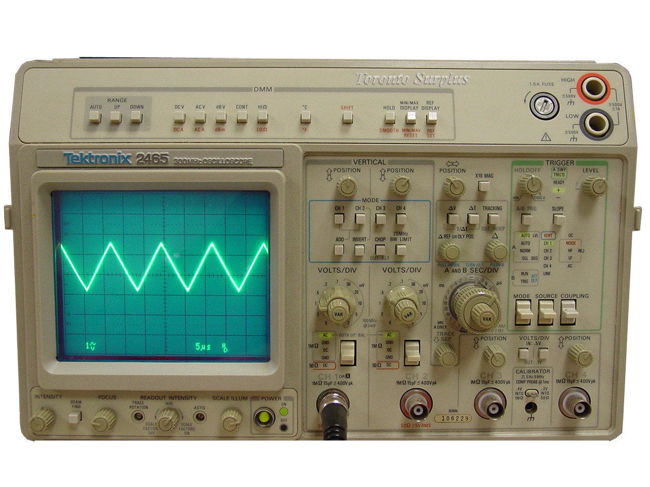 Tektronix 2465 DM / 2465DMM 300 MHz  Oscilloscope, 4 Trace WITH DMM                                                       