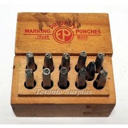 Vintage Priority Marking Punches 11 Piece set in Orginal Wood Case